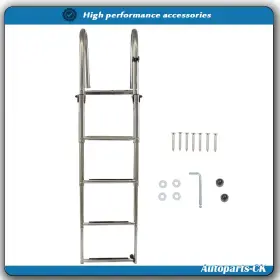 Ack2532898 Munirater 4 Step Stainless Steel Telescoping Foldable Boat Ladder With Hand Railing