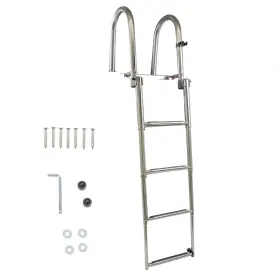 Aud14224d Munirater New Stainless Steel Telescoping Boat Ladder 4 Step Foldable Hand Armrest