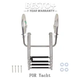 Btp25723p Munirater 1pc 4 Step Stainless Steel Telescoping Boat Ladder With Pedal And Hand Railing