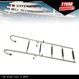 Tur679536i Munirater New Stainless Steel Folding Ladder Telescoping 400 Lb. Limit 2 Step 3