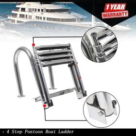 Tur679558i Munirater 4 Step Stainless Steel Telescoping Boat Ladder Foldable Premium