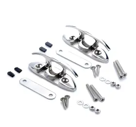 Mxeol 611745866983 Boat Flip Up Cleat 4-1/2 Inch 6 Folding Dock Cleats Ss Back Plate Fasteners