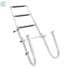 842877 Netuera 1 Set 3-step Boarding Ladder Stainless Steel Heavy-duty Dual-handle