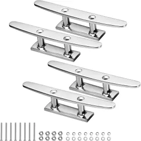 Ca-0017-04  Obakl 4 Pack 6 Inch Rope Cleat Deck Stainless Steel Open Base Boat Dock