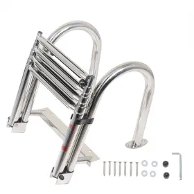 One5004018 Oner-store0 4 Step Telescoping Boat Ladder Stainless Steel Folding Extendable Yacht