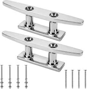 Eb-sfc4-2 Ouleme 4 Inch 316 Stainless Steel Boat Cleat With Screws Marine Deck Mooring 2 Pack