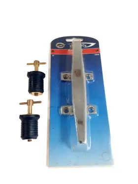 44864 Out Door World Marine Off Shore Angler Zamak Cleat And 2 Boat Plugs