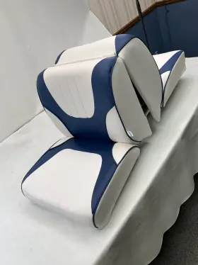 742297 Overtons Back 2 Deluxe Lounge Seat White/ Navy Marine Boat