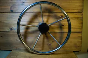P73062-02 Pactrade Marine Boat 5 Spoke Steering Wheel 13 1/2 Inch Diameter Stainless Steel