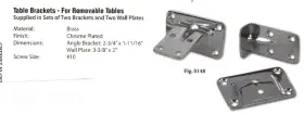 0148dp Perko Rv/boat Table Brackets For Removable Tables Nos