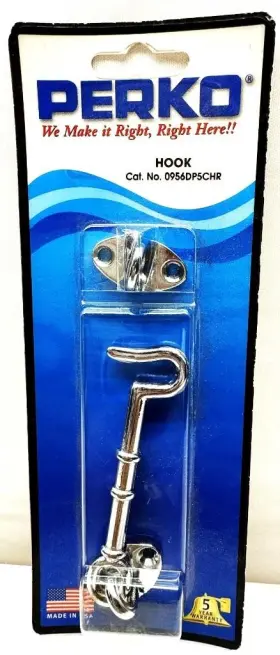 0956dp5chr Perko Cabin Door Hook Chrome Plated Bronze 3 1/2 Inch
