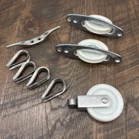 1255-2 Perko Marine Pulleys A Set Of 3 Plus Some Hardware
