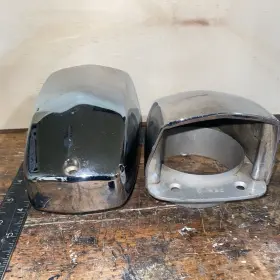 1444-02 Perko Set Of 2 Antique Funnel Boat Cowl Vents Air Scoop Vintage. Chrome 5 Inch X4
