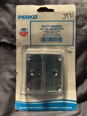 952-dp6-chr Perko Two 2 Butt Hinges Chrome Plated Brass 1/2 Inch X Boat 1 Pair New