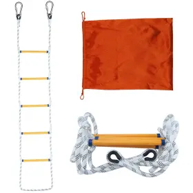 Mrl8004-ptus Povtims Boat Rope Ladder 5 Step Marine Heavy Duty Polyester 800 Lbs Max Wei