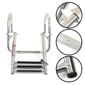 R5095860 Rdeluxi 3 Steps Telescoping Boat Ladder Stainless Steel For Yacht Swimming Pool