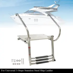 Rdb23922t Roadboost 3-step Stainless Steel Ship Ladder With Platform Marine Telescoping New