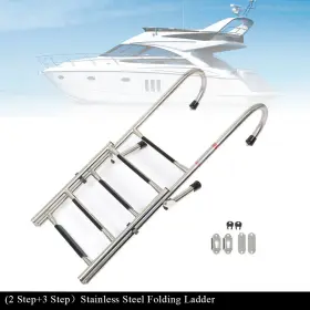 Rdb23976t Roadboost Stainless Steel Folding Ladder Telescoping 400 Lb. Limit For Boats 2 Step 3
