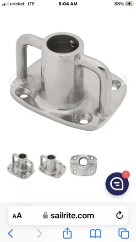 103618 Sailrite Two Ss Rectangle Base Life Line Stanchions For 1 Inch Pipe-brand New
