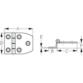 203512-1 Sea-dog 035514203180 Dampening Hinge Offset 2-1/8 Inch Pair #203512-1