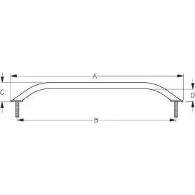 254632-1 Sea-dog 035514254687 Stud Mount Flange Handrail Black 13-1/2 Inch #254632-1