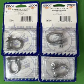 147806-1 Sea Dog Lot Of 4 Hot Dipped Galvanized 1/4 Inch Screw Pin Rigging Anchor Shackle