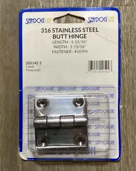 205142-1 Sea-dog Seadog 316 Stainless Steel Butt Hinge 1 15/16 X New 205142-1 Sea-dog Seadog 316 Stainless Steel Butt Hinge 1 15/16 X New
