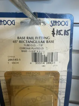 286145-1 Sea-dog Base Rail Fitting 45 Degree Rectangular Chrome Plated