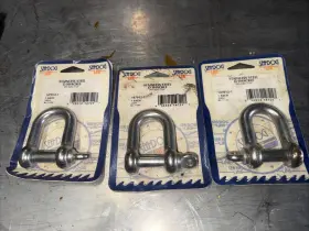 147012-1 Sea Dog Corporation D Shackle Stainless Steel 7/16 Pin 3 Ring Anchor Screw Clevis