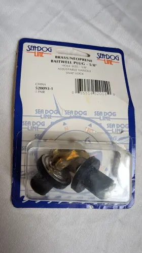520093-1 Sea-dog Line - Baitwell Plug 5/8 Inch Pack Of 2 Each Brass / Neoprene