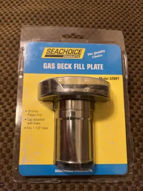 32041 Seachoice Deck Mount Gas Fill Plate With Cap Chrome Plated Zinc