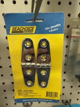 33821 Seachoice Strap Hinge Marine Boat Chrome Plated Brass Pair 4 Inch Long Clasic Hardware