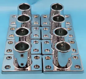 50-37921 Seachoice Lot Of 8 90 Degree Chrome Plated Zamak Rectangular Base 7/8 2.22cm Inch Rail