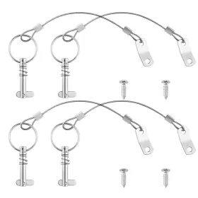 Searoam 770456646472 Boat Bimini Top Quick Release Pin 4pcs Marine 316 Stainless Steel 1/4 Inch Diamet
