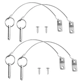Searoam 770456646496 Boat Bimini Pin 4pcs Quick Release 1/4 Inch Diameter With Lanyard Prevents Loss Ful