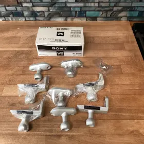 Ws-wv10c Sony Set Of 2 - New Silver Argent Speaker Brackets Stand Mount Bracket