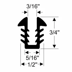 70-4607-357 Steele Rubber 3/4 Inch U-shaped Marine Windshield Glass Track P/n 15ft Roll