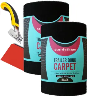 Sturdyshape 065015504214 Thick Boat Trailer Bunk Carpet Kit 13ft X 12in - Marine Grade Black