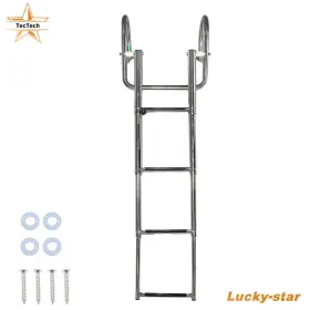 Luc5034581 Tectech 1pc 4 Step Stainless Steel Telescoping Boat Ladder With Pedal And Hand Railing