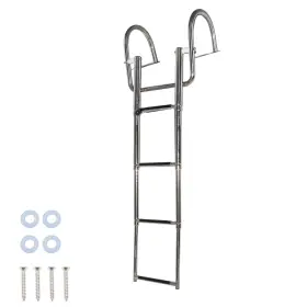 One5003694 Tectech 4 Step Stainless Steel Telescoping Boat Ladder With Pedal And Hand Railing 1