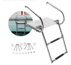 1823832 Teleflex Seastar Lowe Boats White Rear Swim 2 Step Telescoping Ladder Platform Marine