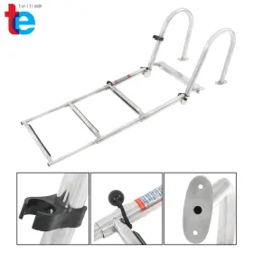 Tl40137q Turitrade Boat Ladder 3 Step Stainless Folding Rear Entry Pontoon Heavy Duty