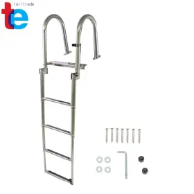 Tr61778 Turitrade 4 Steps Folding Pontoon Boat Ladder Stainless Steel Dock Telescoping