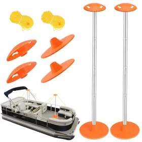 Hg00001-2 Tuszom 2 Pack Boat Cover Support Pole Systems With Antiuv Pe Ropes And 9 Inch Abs Base Highly