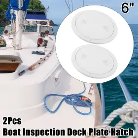 Uauto1 745060157836 2pc 6 Inch Marine Boat Hatch Inspection Deck Plate Non-slip Fan-shaped Groove White