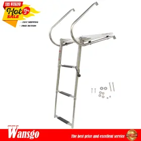 Wg3026828 Wansgo New 3-step Stainless Steel Ship Ladder With Platform Marine Telescoping