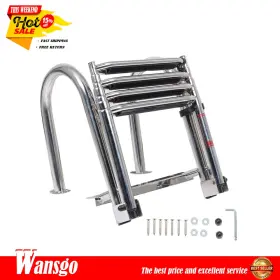 Wg3027122 Wansgo Pedal Hand Armrest New 4 Step Stainless Steel Telescoping Boat Ladder Us