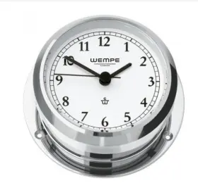 Cw020008 Wempe Pirate Ii Brass Chrome Plated Yacht Clock Quartz White/black Arab