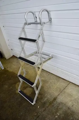 28409 Wesbar Stowaway Boat Ladder 4 Step Accordion Style Made In Usa