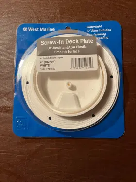 West Marine 025282102259 4 Inch Screw In Plastic Deck Plate White